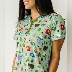 Little Sleepies Happy Camper Women's Short Sleeve Pajama Top